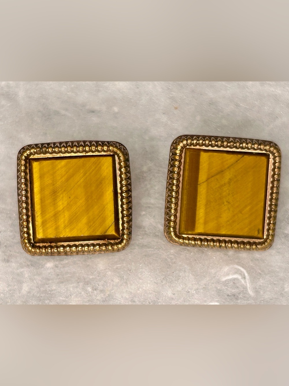 Vintage Tiger Eye Gold Tone Cufflinks (Pair) (1948-55)